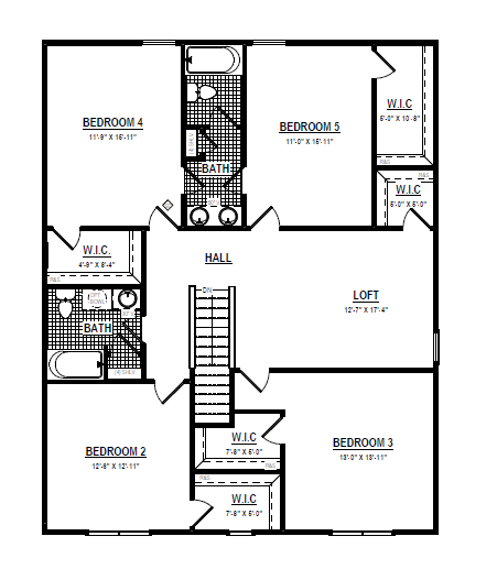 Discover the spacious floor plan at Scotchtown Estates, featuring five bedrooms, two bathrooms, and a charming loft. With stairs elegantly positioned in the center, this Belleair home offers both convenience and style for modern living.